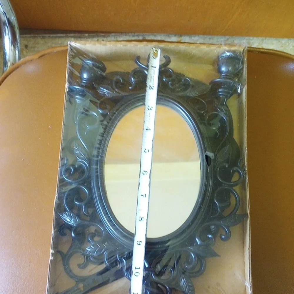 NIB Vintage Black Mirrored Wall Sconce w/ Ornate Design